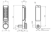 Technische Zeichnung Elektromechanisches Spindschloss 49331--------- 49331---------