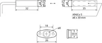 Technische Zeichnung Rundreedkontakt mit Flansch Modell 10295-6 10295-6------10