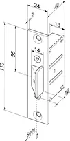 Technische Zeichnung Einsteck-Fallenschloss Modell 807 mit eckigem Stulp 807_eckig
