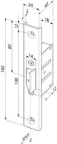 Technische Zeichnung Einsteck-Fallenschloss Modell 807 mit U-Stulp 807-10-56G35-01