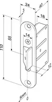 Technische Zeichnung Einsteck-Fallenschloss Modell 807 mit abgerundetem Stulp 807_radius