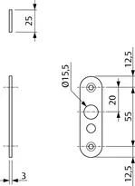 Technische Zeichnung Flachschließblech kurz (Modell 843) 843-2--------35