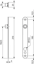 Technische Zeichnung Flachschließblech lang, Zusatzmagnet (Modell 843-3) 843-3-1------35