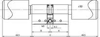 Technische Zeichnung Aperio Zylinder C100 V3 C100_V3_MIFARE