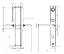 Technische Zeichnung Aperio Beschlag E100 V3 E100_V3_LEGIC