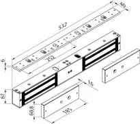 Technische Zeichnung Doppel-Maxi-Magnet 2 x 1200 lbs (2x ca. 5300 N) MAGD-1200SM----