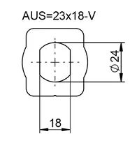 Technical drawing 2 Metal escutcheon with rain protection cover 1256,AUS=23x18-V