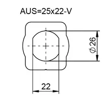 Technische Zeichnung 2 Metallklapprosette 1256,AUS=25x22-V