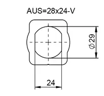 Technische Zeichnung 2 Metallklapprosette 1256,AUS=28x24-V