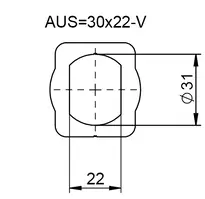 Technical drawing 2 Metal escutcheon with rain protection cover 1256,AUS=30x22-V