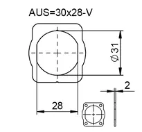 Technische Zeichnung 2 Metallklapprosette 1256,AUS=30x28-V