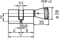 Technische Zeichnung Profil-Knauf-Blindzylinder 1564