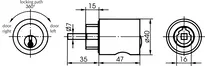 Technical drawing Furniture lock cylinder - system TK5 5184