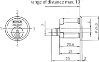 Technical drawing 1 Universal locking lever cylinder - System MK5 2103
