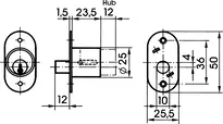 Technical drawing Furniture push-in cylinder - system MK5 2123