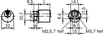 Technische Zeichnung Möbelzylinder - System MK5 2575,AUS=1
