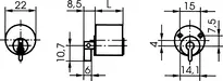 Technische Zeichnung Möbelzylinder - System MK5 2575,AUS=2