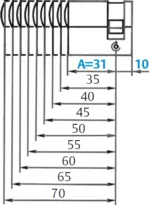 Technische Zeichnung 2 Profil-Halbzylinder - System R10 R532