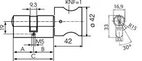 Technische Zeichnung Profil-Knaufzylinder .534,KNF=1