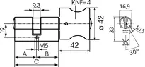 Technische Zeichnung Profil-Knaufzylinder .534,KNF=4