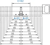 Technische Zeichnung 2 ABLOY PROTEC² Knaufzylinder - System D11 G534