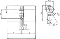 Technische Zeichnung Profil-Doppelzylinder +CLIQ .551+CLIQ