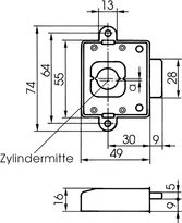 Technische Zeichnung 1 Möbel-Riegelschloss 8635
