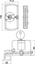 Technische Zeichnung Fenster- und Balkontürensicherung Krallfix® 2 9M03,AUS=MIT DZ