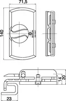 Technische Zeichnung Fenster- und Balkontürensicherung Krallfix® 1 9M03,AUS=OHNE ZYL