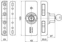 Technische Zeichnung Fenster- und Balkontürensicherung Kralltec 9M04,AUS=MIT DZ