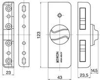 Technische Zeichnung Fenster- und Balkontürensicherung Kralltec 9M04,AUS=OHNE ZYL