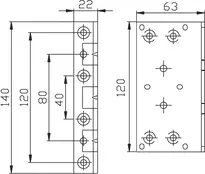 Technische Zeichnung Türbandseitensicherung Krallfix® 3 9M08