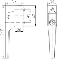Technische Zeichnung Fenstergriff für Schwingflügelfenster 9M13