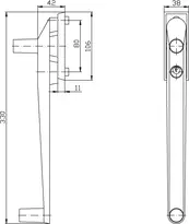 Technische Zeichnung Fenstergriff für Hebeschiebetür 9M14