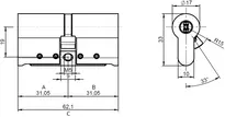 Technische Zeichnung 1 ABLOY PROTEC² Doppelzylinder - System D11 G531