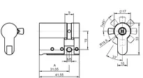 Technische Zeichnung 1 ABLOY PROTEC² Halbzylinder - System D11 G532