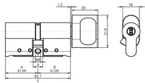 Technische Zeichnung 1 ABLOY PROTEC² Knaufzylinder - System D11 G534