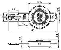 Technische Zeichnung Schlüssel CLIQ® Go N109,V=PE,SERVICE=CLIQGo