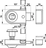 Technische Zeichnung Antriebseinheit für Mehrfachverriegelungen - System R10 R258