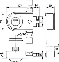 Technische Zeichnung Antriebseinheit für Mehrfachverriegelungen - System R10 R259