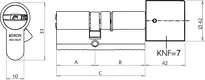 Technische Zeichnung 1 Profil-Knaufzylinder - System R10 R534,KNF=7
