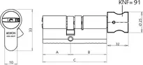 Technische Zeichnung 1 Profil-Knaufzylinder - System R10 R534,KNF=91