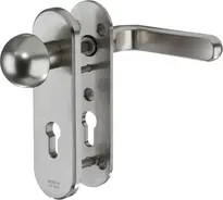 Stahl-Schutzbeschlag mit PZ-Lochung - Rundknauf/Drücker