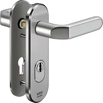 Stahl-Schutzbeschlag mit Zylinderabdeckung - Drücker/Drücker