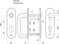 Technische Zeichnung Stahl-Schutzbeschlag mit Zylinderabdeckung - Drücker/Drücker S4K3,VAR=FS