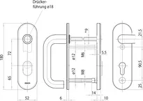 Technische Zeichnung Stahl-Schutzbeschlag mit Zylinderabdeckung - Drücker/Drücker S4K3,VAR=PAN
