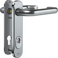 Stahl-Schutzbeschlag mit Zylinderabdeckung - Drücker/Drücker