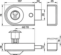 Technische Zeichnung Kastenriegelschlösser VERSO®CLIQ V133