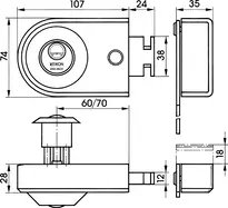 Technische Zeichnung Kastenriegelschlösser VERSO®CLIQ V136