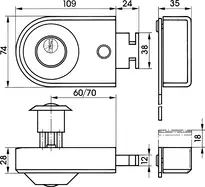 Technical drawing Kastenriegelschloss - System WSW W136
